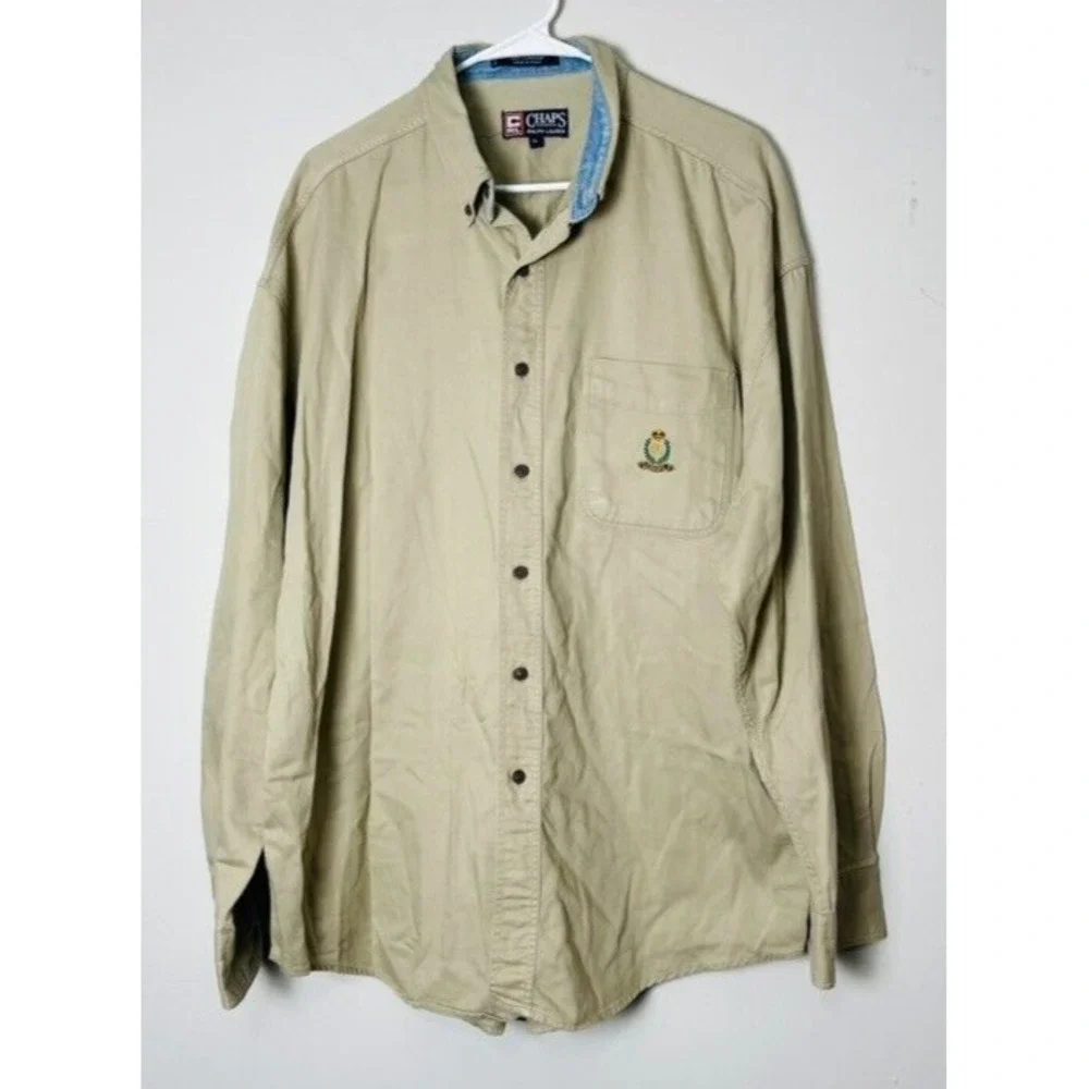 Ralph Lauren Chaps Shirt Mens‎ Tan Size XL Long Sleeve Button Down